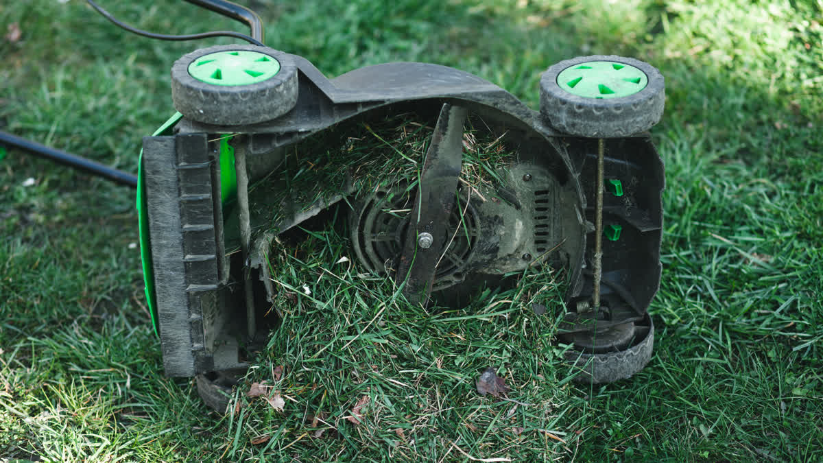 Sekání mokré trávy ucpe mulčovač a přetíží motor